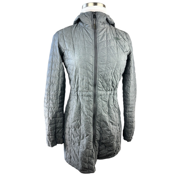 The North Face ThermoBall Parka Jacket Gray Puffer Hooded Outdoor Women's Medium - Picture 2 of 16